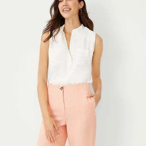 Ann Taylor Mandarin Collar Camp Shirt